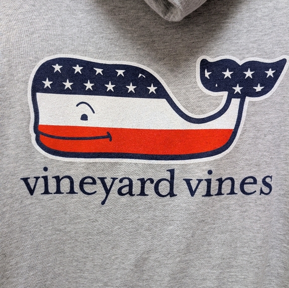 Vineyard Vines Men's Long Sleeve Hoodie Gray Heather with Patriotic Logo XL - Picture 8 of 11